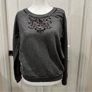 Joe Fresh Gray Embellished Sweatshirt Size Small